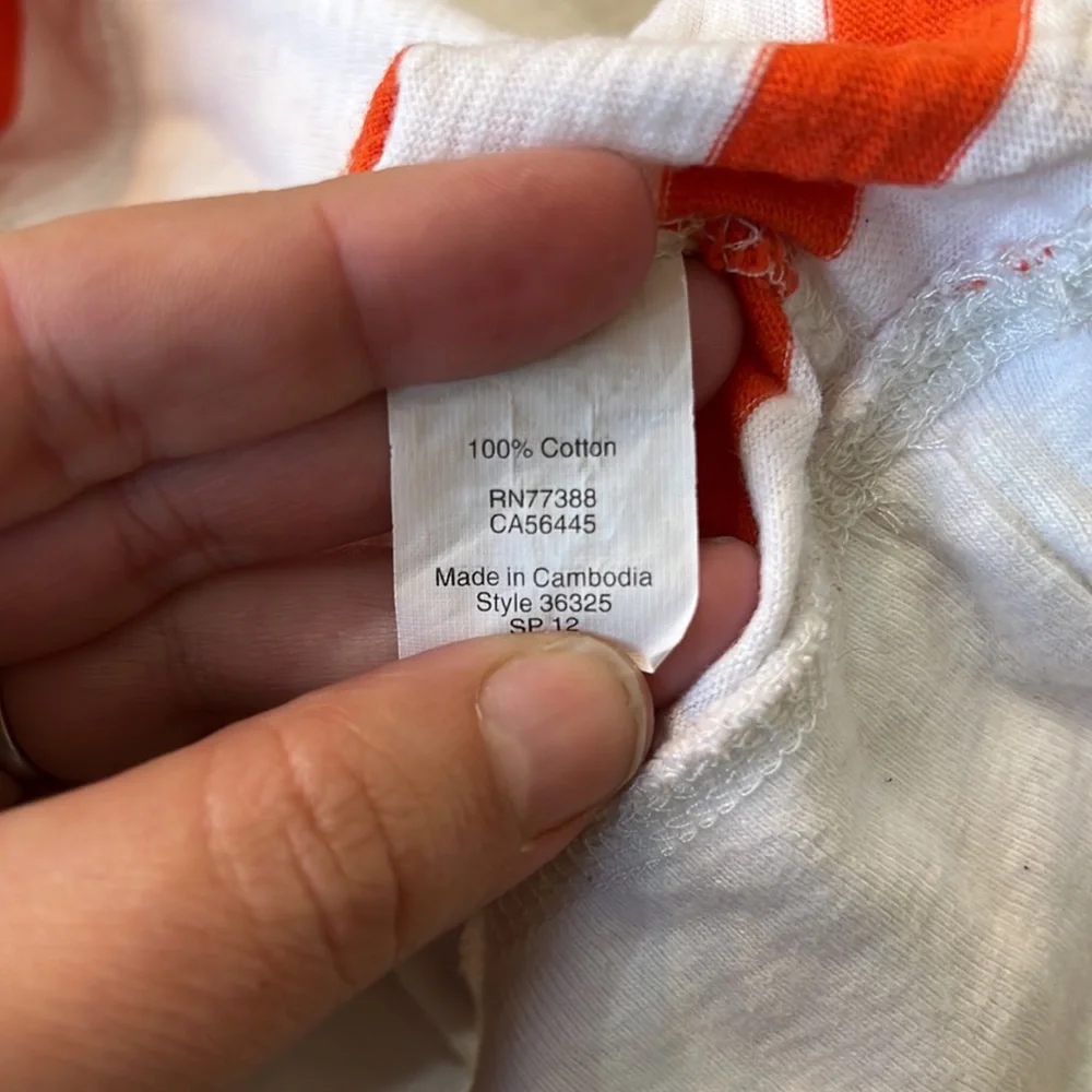 Nice J. Crew White and Orange Striped Long Sleeve Shirt - Picture 4 of 4